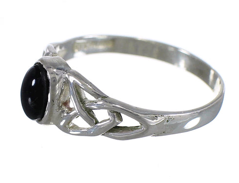 Jet Authentic Sterling Silver Southwestern Ring Size 8-3/4 AX88986